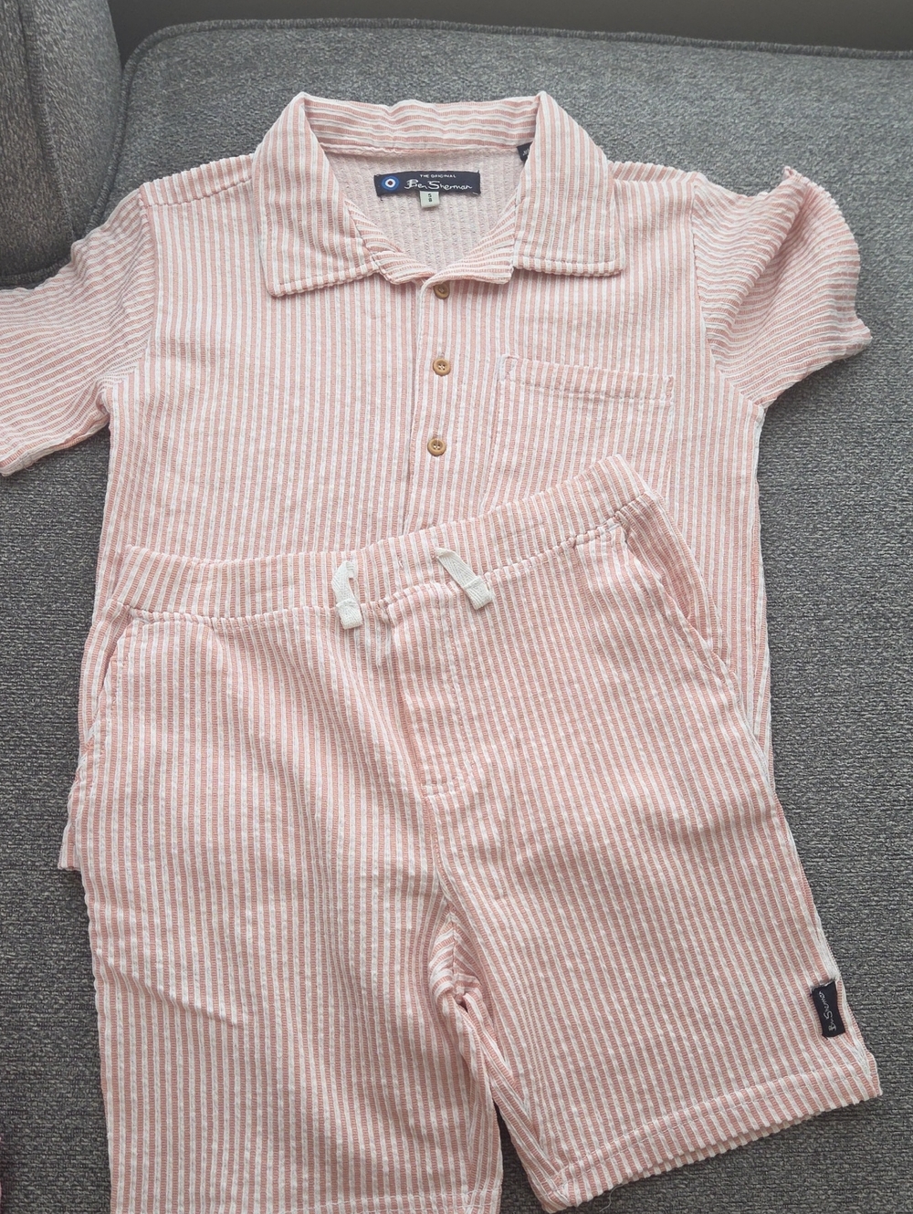 Ben Sherman Pink and White Striped Kids Pajama Set